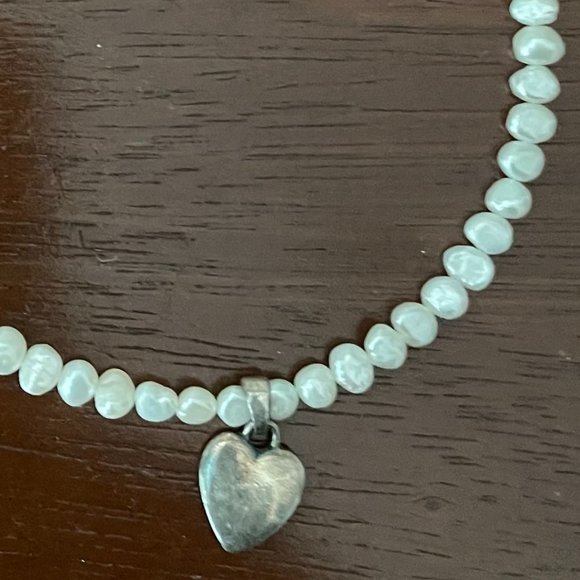 Seed Pearl Necklace with Silver Heart - Picture 5 of 9